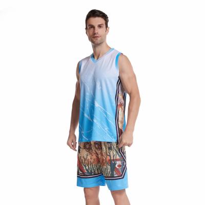 China Antibacterial Sports Custom Men's Basketball Fitness Training Breathable Suit Majestic Nets Tank Top for sale