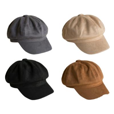 China 2022 Fashion Wool Berets Multicolor Women's Hat Custom Logo Warm Multicolor Solid Color Military British Style Hat for sale