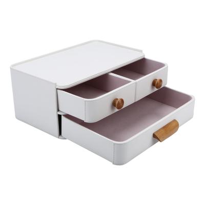 China Luxry Luxury PU Leather Jewelry Box Square Ring Earring Necklace Storage Case Jewelry Organizer In Stock for sale