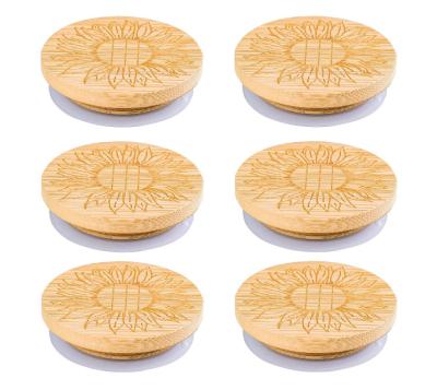 China Non Spill Factory Direct Custom Wooden Screw Top Food Grade Bamboo Lids For Spice Glass Jar for sale