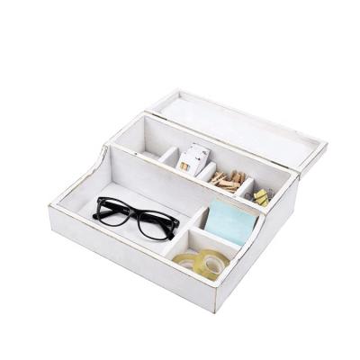 China Vintage White Home Appliance Storage With Magnetic Lid Desk Supplies Table Box Organizer for sale