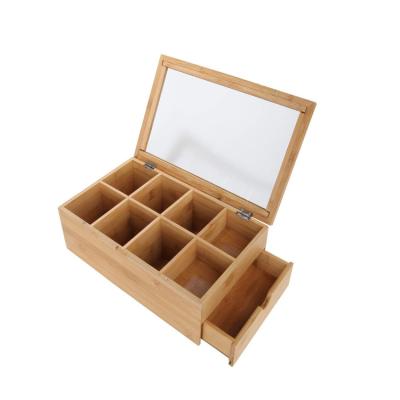 China American Customize 8 Compartments Storage Magnetic Lock Bamboo Wooden Boxes With Cover for sale