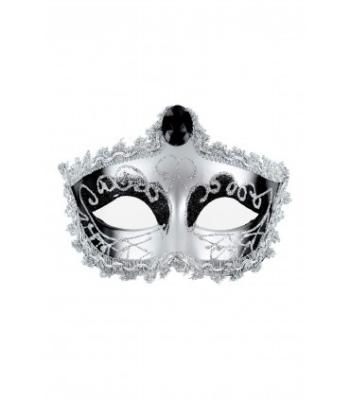 China Silver Color Rigid Plastic Mask With Satin Ribbon For Festival Party Decoration for sale