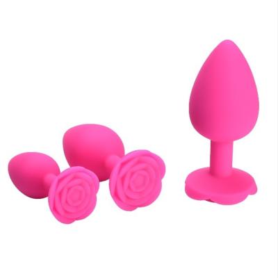 China High Quality Silicone Rose Butt Plugs Anal Toys Prostate Massager For Men Women Musturbation for sale