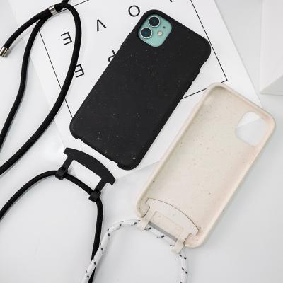 China Custom 100% Bio Detachable Biodegradable Necklace Cell Phone Case With Compostable PLA PBAT For Iphone Xs 11 Pro Max 12 Case for sale