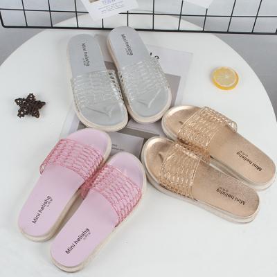 China Fashion Trend Transparent Mesh Women Non-slip Sandals, Ladies Beach Women's Flat Slippers for sale