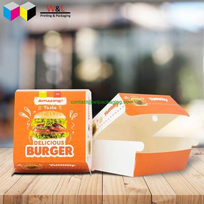 China Recycled Materials Hamburger Box Custom Paper Hamburger Box for sale