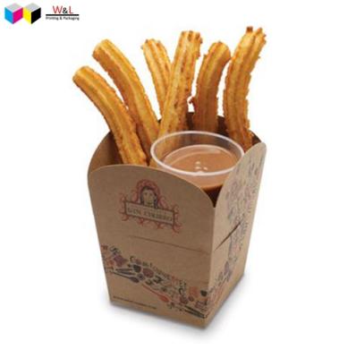 China Recycled Materials Kraft Paper Food Grade Food Box Churros Packaging Box for sale