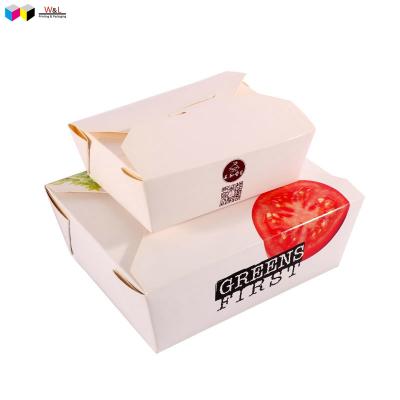 China Recycled oaoer food grade materials biodegradable salad box disposable lunch meal box for sale