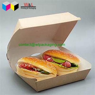 China Recycled Materials Coated Kraft Paper Hamburger Box Paper Hamburger Box Hamburger Packaging Box for sale