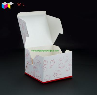 China Cheap Recycled Materials No Glue Hamburger Box Hamburger Box Burger Holder Container for sale