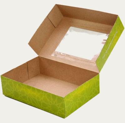 China Recycled materials 6 corner gluee colorful paper cake window paper box, paper cake box with window for sale