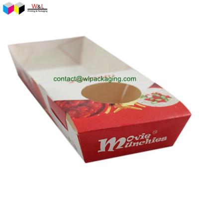 China Recyclable Paper Boat Tray For Film Food Tray Box With Dip Container for sale