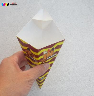 China Recycled Materials Customized Customized Food Grade Cone Shape Triangle French Fries Paper Box With Dip Sauce Container Cup for sale