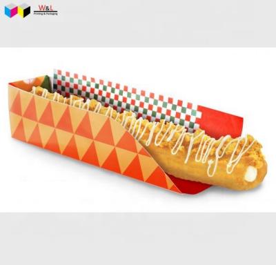 China Recycled materials customized logo personized printed 100% recycled crepes churros tray foldable paper box for sale