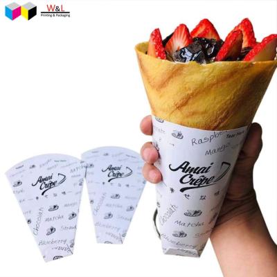 China Recycled Materials Customized Logo Food Grade Puffle Pancake Box Scam Cone Shape Paper Ice Cream Pancakes Packging Box for sale