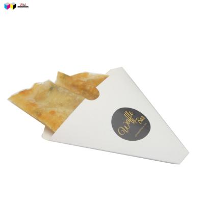 China Recycled materials customized logo food grade puffle pancake box scam cone shape paper ice cream pancakes packging food box for sale