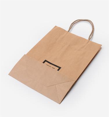 China Recyclable Wholesale Custom Craft Logo Printing Food Take Away Brown Paper Bag With Handle Popcorn Bag for sale