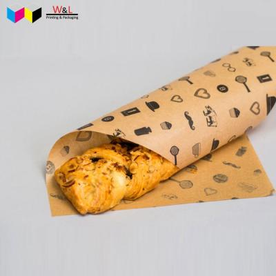 China Fast Food Parchment Brown Cake Bread Sandwich Bread Hamburger Wrapping Paper Food Wrapping Paper for sale