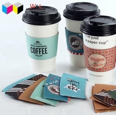 China 8/12/16/20oz Coffee Tea Cup DOUBLE WALL Printed Paper Sleeve With Customized Logo for sale