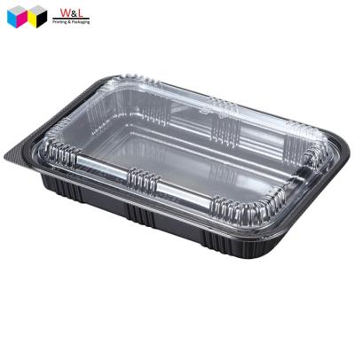 China Food Size Black Custom Logo Take Out PP Lunch Plastic Tray Box for sale