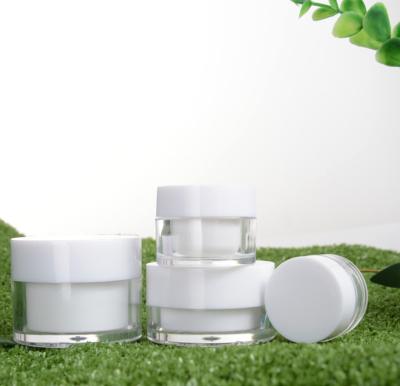 China Reasonable White Skin Care RTS Double Wall 10g Cream Container Packaging Empty Cream Jars Cosmetics Plastic Bottle For Skin Care for sale