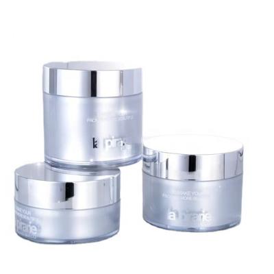 China Custom Logo High Grade Sliver Plastic Cosmetic Round Small Lid Cosmetics Packaging Face Cream Jar Bottle for sale