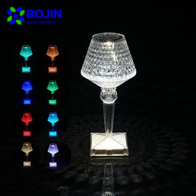 China Modern Stylish Design Wine Glass Shape Creative RGB Remote Control Bar KTV Table Lamp 2Watt LED Night Light for sale