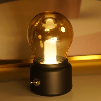 China Modern ABS Glass Gold Style Minimalism Bedroom Switch Control Table Lamp Black Modern Led Indoor Night Light for sale