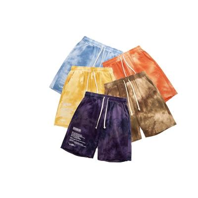 China Anti-Wrinkle High Quality Mens Tie Dye Cotton Casual Sports Letter Print Shorts Tye Dye Shorts For Man for sale