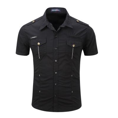 China Anti-pilling 2021 outdoor short sleeve shirt men plus size workwear cotton summer military shirt for men for sale