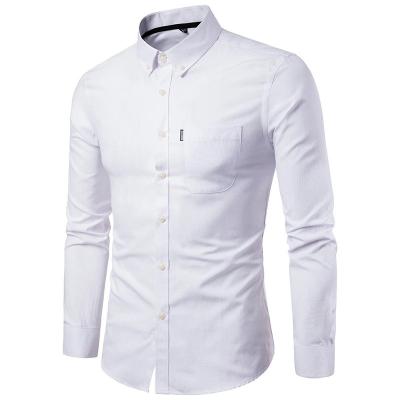 China 2021 New Blank Shirts Men's Long Sleeve Oxford Solid Color Anti-pilling Plus Size Shirt for sale