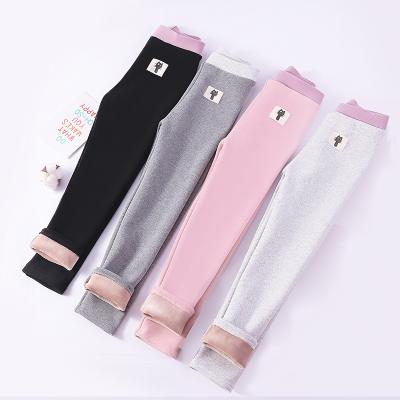 China Anti-Wrinkle Girls Leggings Embroidery Baby One-Piece Stretch Plus Velvet Thick Kids Warm Casual Pants Children Leggings for sale