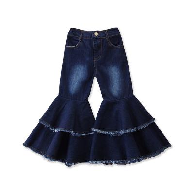 China 2021 Anti-wrinkle fashion girls jeans pants fringed denim flare pants kids jeans pants for girls for sale