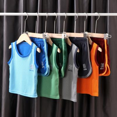 China Eco-Friendly Kids Clothes Summer Boys Sports Print Quick Dry Sleeveless Vest Shorts Sets for sale