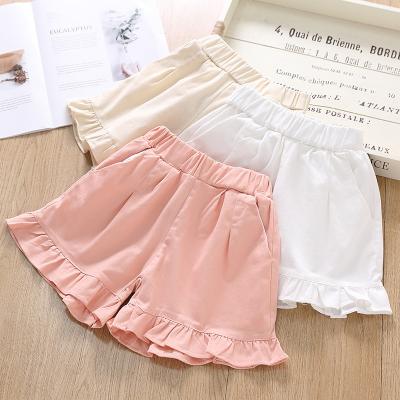 China Elastic Waist Kid Shorts Cute Girls Summer Anti-pilling Single Ruffle Shorts for sale