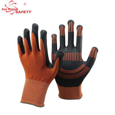 China Max Flex SRSAFETY 15 Gauge Nylon & Spandex Coated Foam Nitrile Black Palm Dotted Top Grip Working Gloves for sale