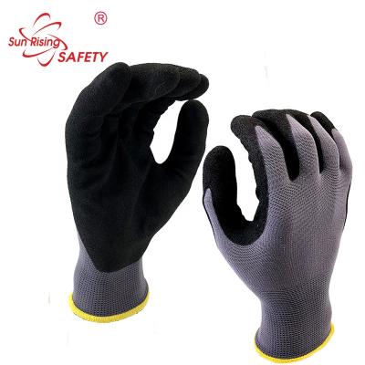 China The Oil Industry SRSAFETY 15 Gauge Spandex Nitrile Foam Nylon Glove Breathable, Sandy Finish for sale