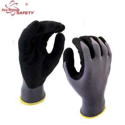 China Sandy Finish SRSAFETY 13g Nylon Fabric Shell Coated Sandy Finish Nitrile Glove for sale