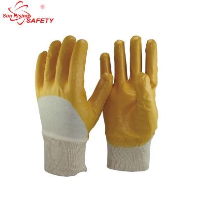 China Cheap High Quality Industrial Yellow Nitrile Gas Safety SRSAFETY Coated Glove for sale