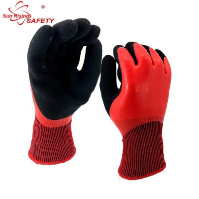 China SRSAFETY 13 gauge warm and flexible knitted gloves full smooth latex coated and palm spongy rubber coated gloves for sale