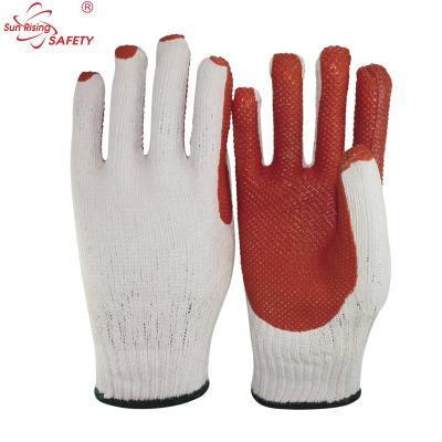 China Durable SRSAFETY Laminated Orange Latex Palm Cotton Liner Industrial Rubber Glove for sale