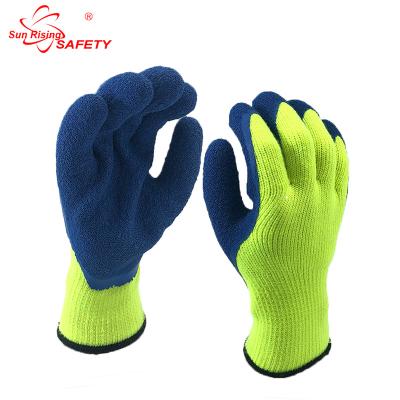 China Ply Finish SRSAFETY Fleece Liner Latex Coated Palm And Thumb Thermal Working Glove for sale