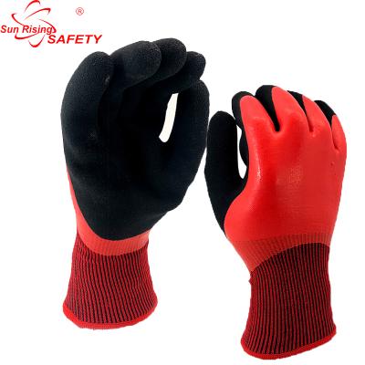 China SRSAFETY Double Shell Knitted Liner With Double Liner Breathable Latex Winter Cold Protective Work Gloves for sale