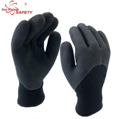 China LATEX/nylon finish with black foam SRSAFETY 13 gauge and 7 gauge acrylic layer inside black sponge rubber coated with 3/4 liner on glove for winter use for sale