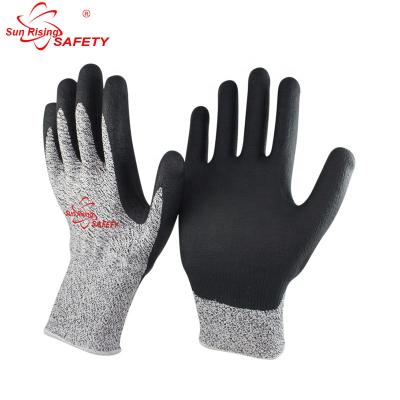 China SRSAFETY Industry Black Foam Nitrile Anti-Cut Level 5 Working Hand Gloves for sale