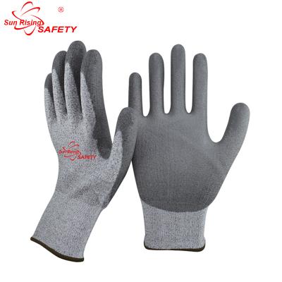 China Industry SRSAFETY Super Strong Coating Palm Cut Coated PU Cut Resistant Glove for sale