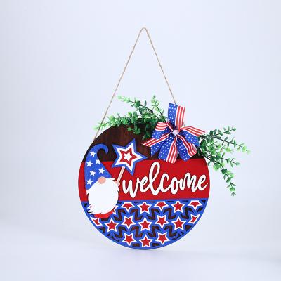 China Holiday decoration & New Outdoor American Independence Day Wooden Pendant Welcome Gift Signs for Independence Day Decoration for sale