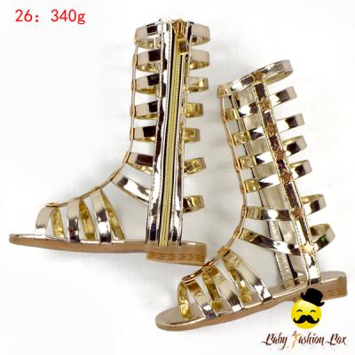 China G5X-137 Yiwu Yihong Boutique Girls Gold Color Sandal Flats Shoes Fashion\Comfortable\Durable PU Babies Babies Wears for sale