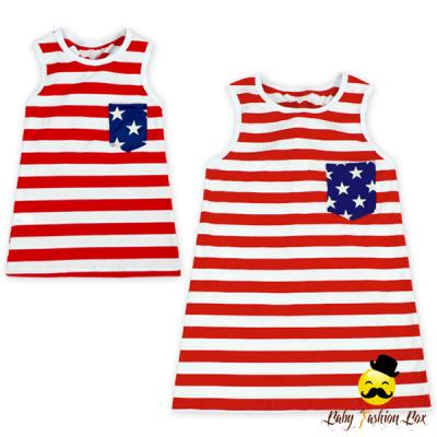 China Mommy and Me 4th of July Anti-Shrink Newborn Clothing Red&White Stripe Baby Tank Top for sale